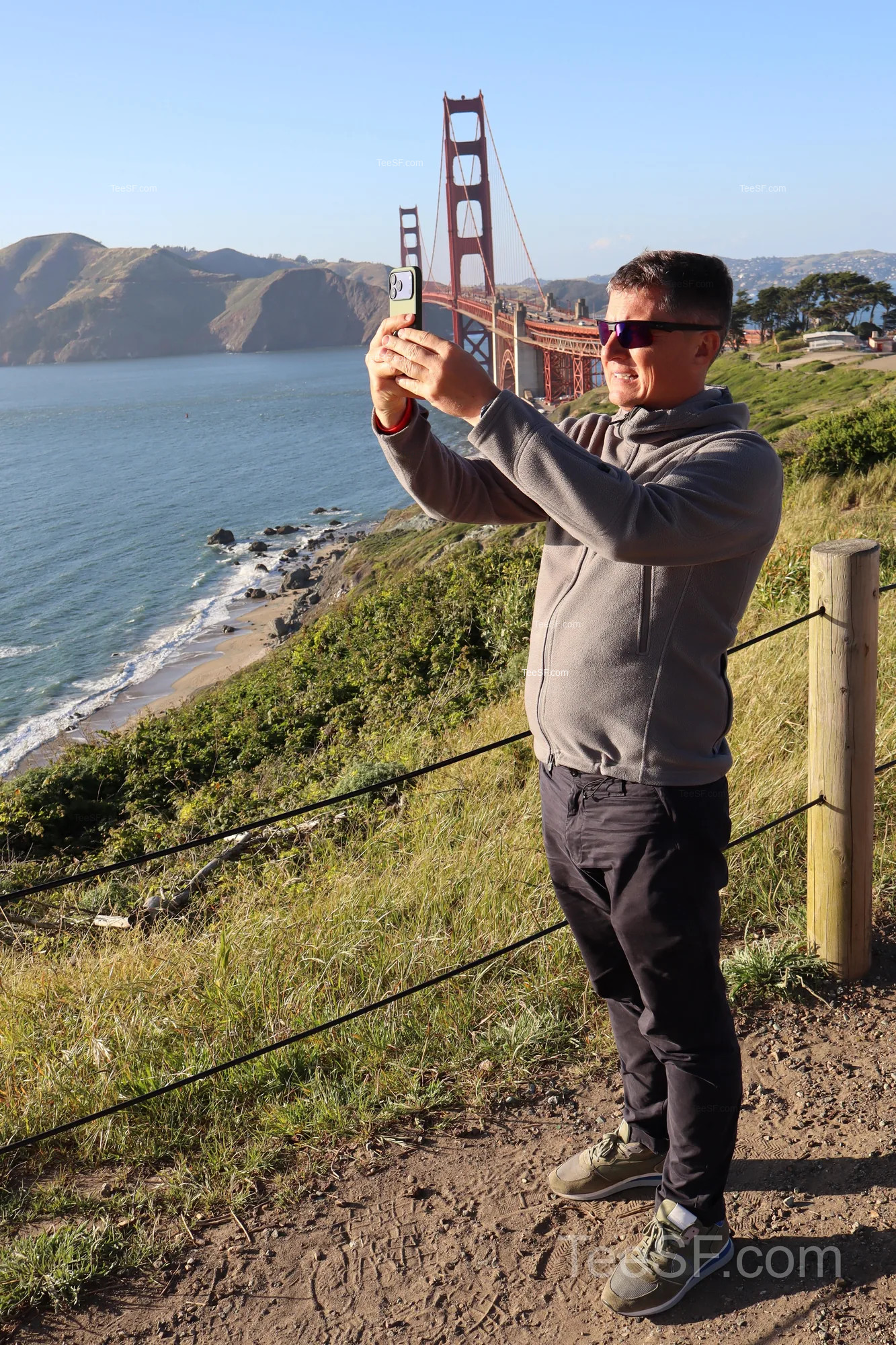 golden Gate Bridge Overlook Selfie during a Stripe Sessions 2026 visit in San Francisco.